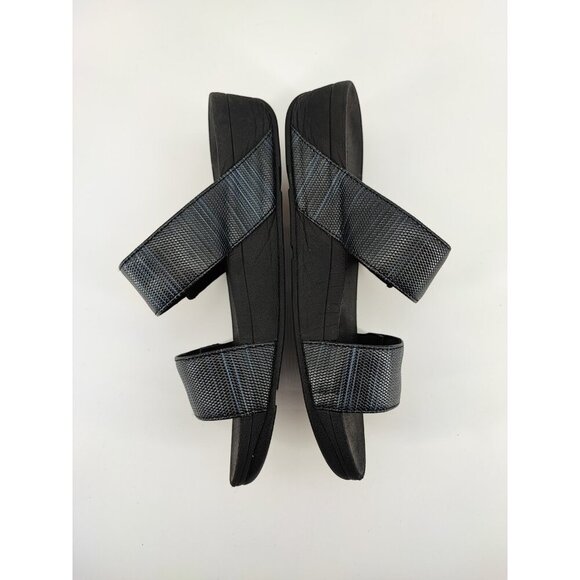 Fitflop Women's MIna Black Textured Glitz Slide Sandals Size 10 US - Picture 6 of 8